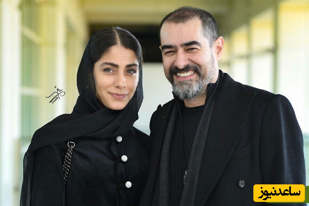 درخشش خیره کننده ساناز ارجمند همسر شهاب حسینی با مدل مانتو مشکی و گل های برجسته در شب عاشقانه با همسرش در اکران خصوصی فیلم حرکت آخر