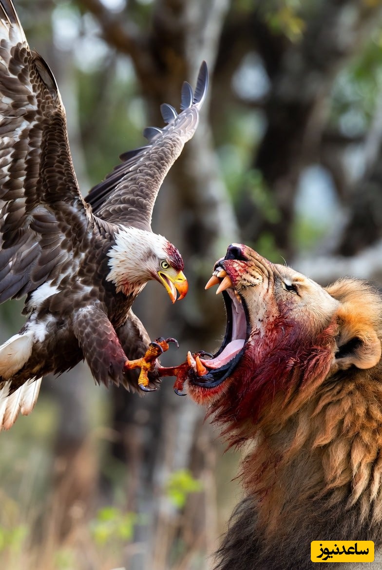 (ویدئو) مستند حیات وحش حیوانات/ نبرد عقاب و شیر؛ تقابل فرمانروای آسمان و سلطان زمین