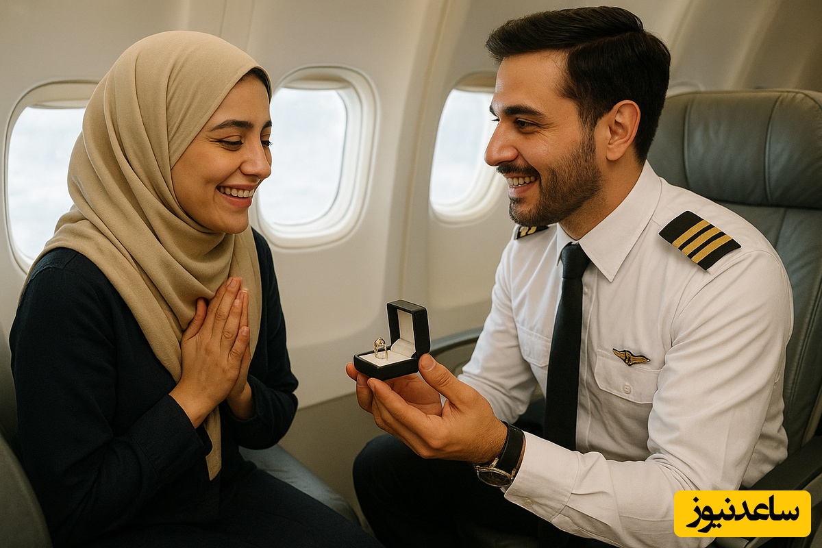 خلبان ایرانی هواپیما رو سپرد دست کمکش و این چنین رمانتیک از مسافر صندلی شماره 1 خواستگاری کرد+ویدیو/ خوشبخت بشین😍