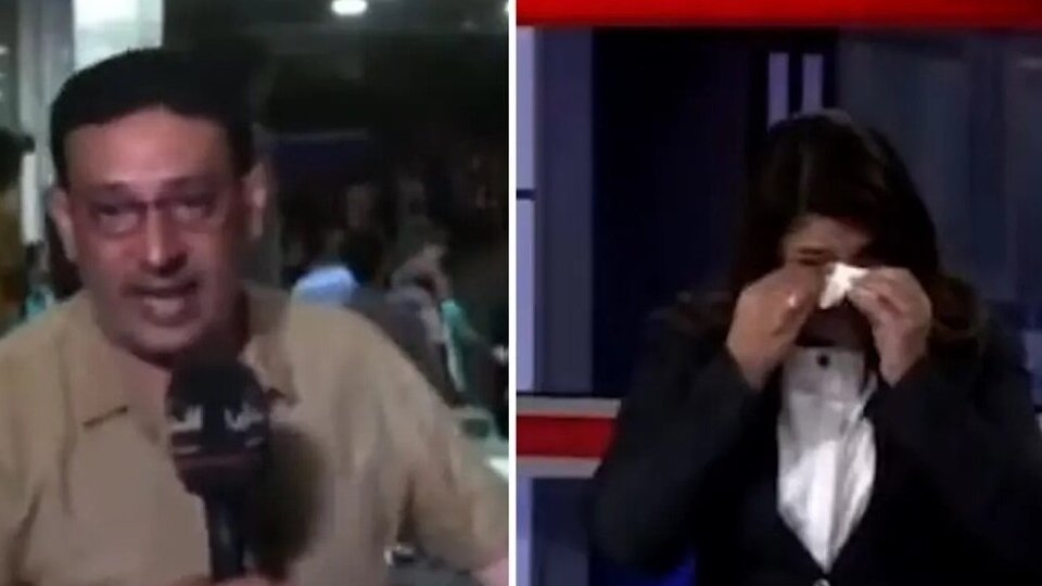 (ویدئو) بغض و اشک‌های خبرنگار و خانم مجری هنگام پخش زنده