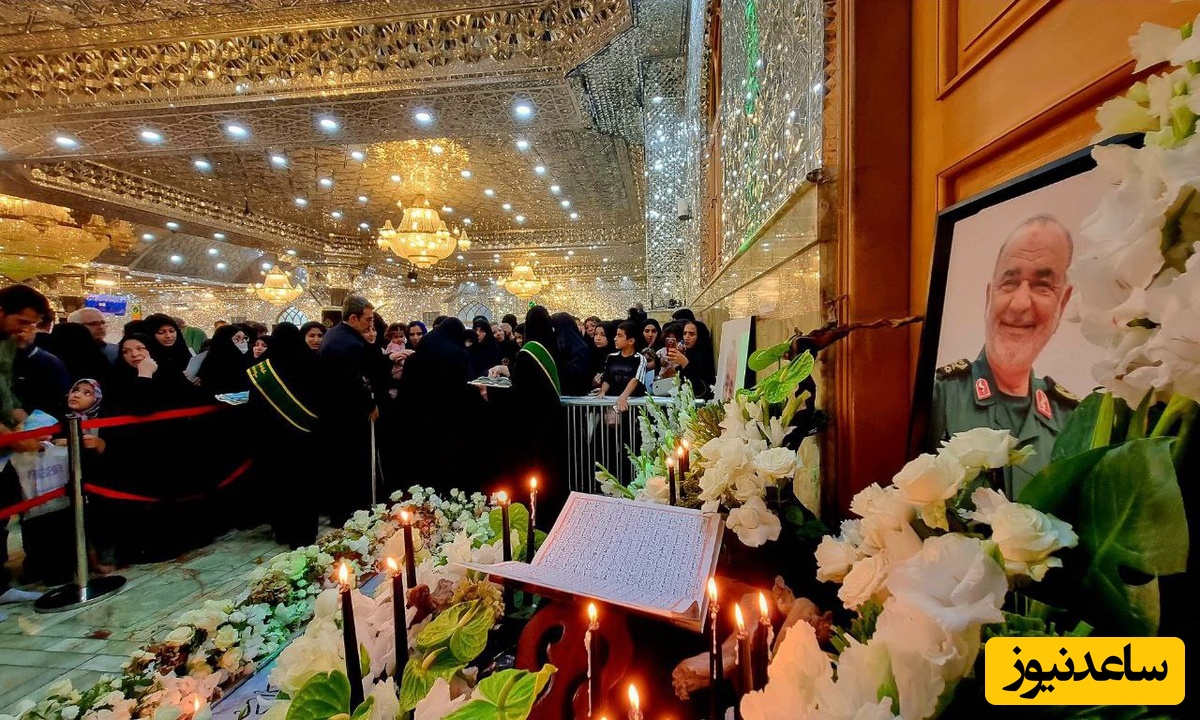 جشن تولد متفاوت سردار سلامی بر بالای مزارش؛ روشن کردن شمع‌های مشکی به دست دختر فرمانده شهید+ویدیو