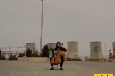 نوازندگی یک دختر جوان در نیروگاه برق دماوند/سمفونی ایستادگی زیر تهدید برای بمباران توسط ترامپ+فیلم