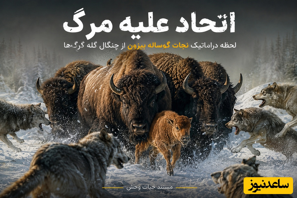 مستند حیات‌وحش؛ اتحاد علیه مرگ؛ لحظه دراماتیک نجات گوساله بیزون از چنگال گله گرگ‌ها + فیلم