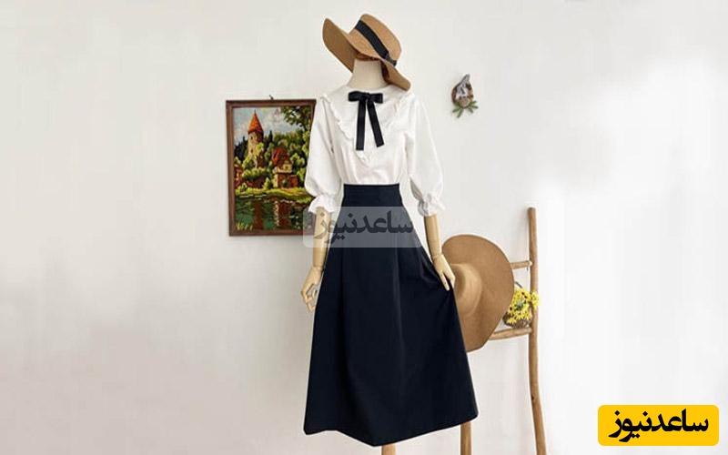 لباس دخترانه سفید مشکی مناسب شب یلدا