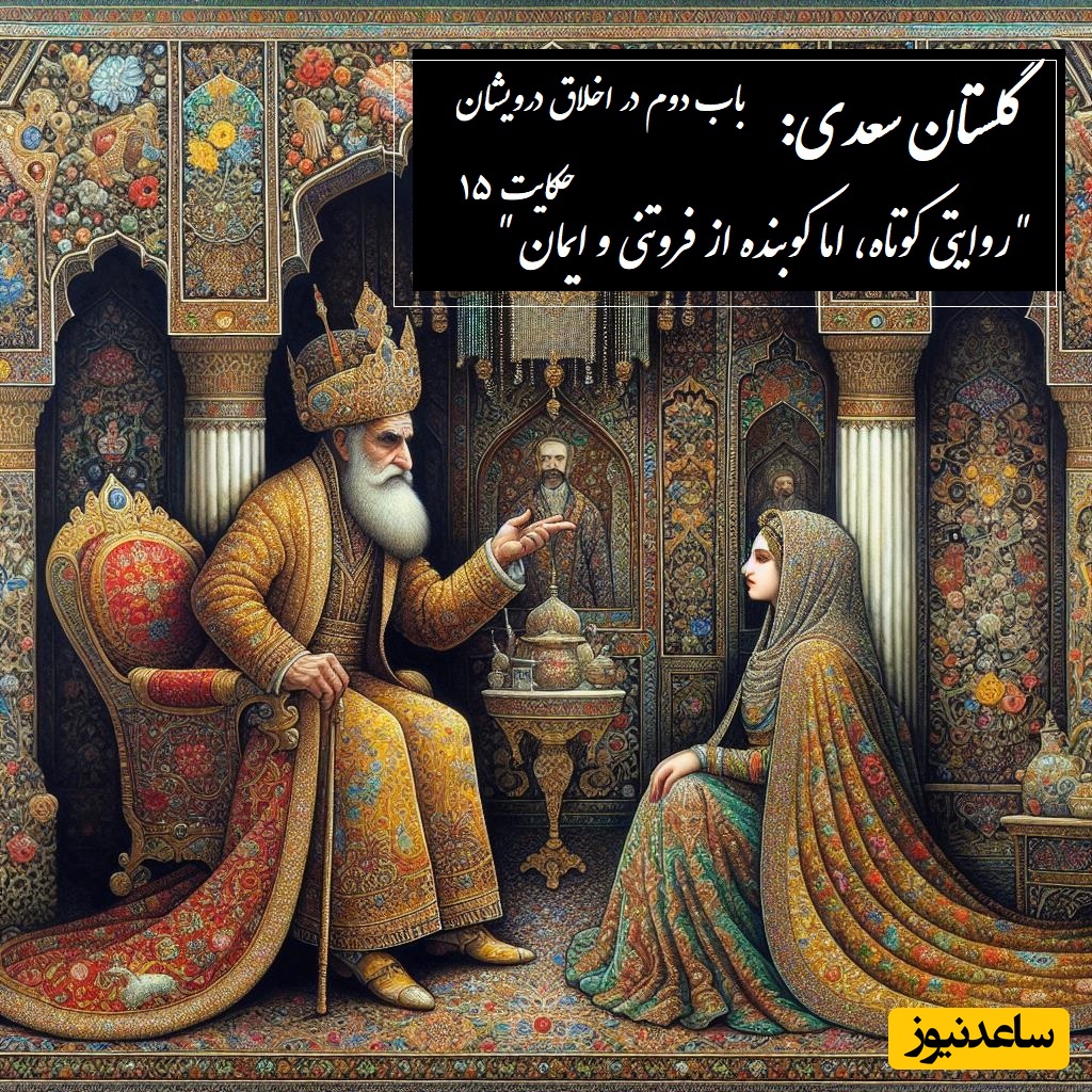 پندهای گلستان سعدی: روایتی کوتاه، اما کوبنده از فروتنی و ایمان / باب دوم در اخلاق درویشان حکایت شماره 15 + فایل صوتی و نسخه‌های قدیمی