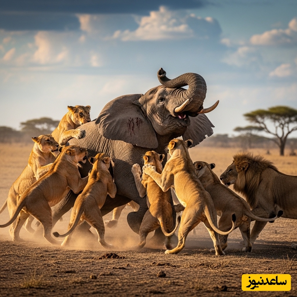 (ویدئو) مستند حیات وحش حیوانات/ راز بقا، این داستان: تلاش نفس‌گیر شیرها برای شکار فیل، آیا سلطان جنگل پیروز می‌شود؟