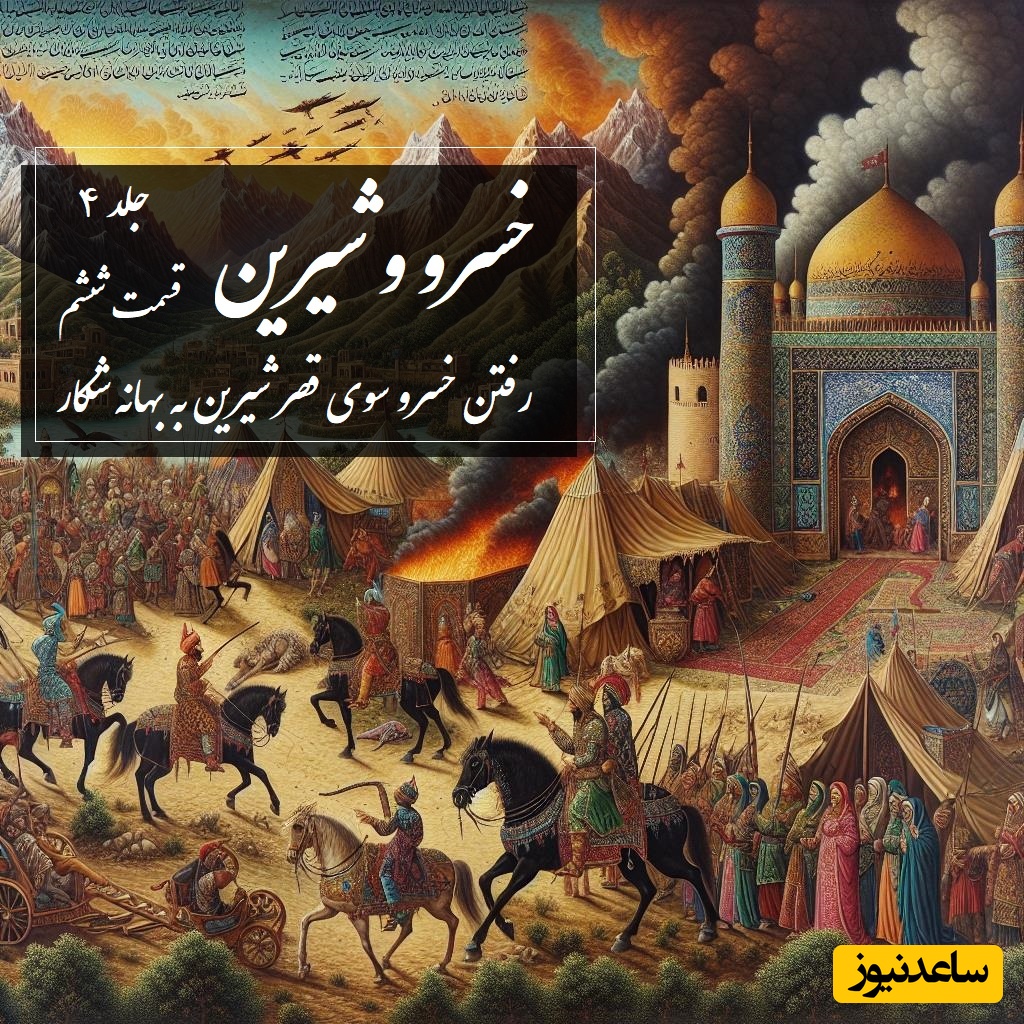 داستان عاشقانه خسرو و شیرین: رفتن خسرو سوی قصر شیرین به بهانه شکار (جلد 4-قسمت ششم) اثر نظامی گنجه‌ای + فایل صوتی