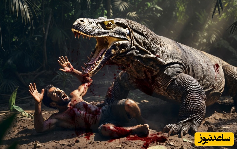 قانون جنگل؛ مستند حیات وحش/ ضیافت خونین در جزیره؛ حمله هولناک اژدهای کومودو برای بلعیدن یک انسان درسته+فیلم