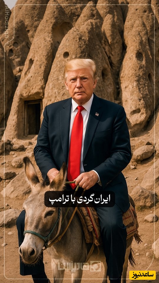 حضور ترامپ و پزشکیان در مکان‌های تاریخی و دیدنی ایران / از خرسواری ترامپ و حافظ خوانی تا خرید زعفران در بازار مشهد