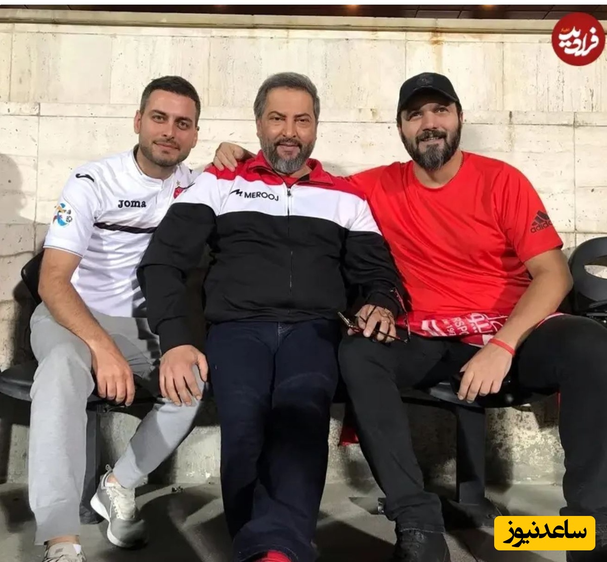 احمد پورخوش در کنار مرحوم مهرداد میناوند و کامبیز دیرباز