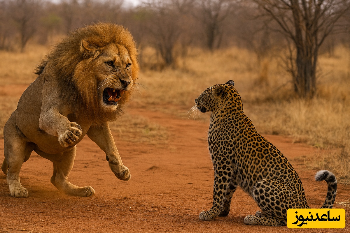 ویدئوی حیات وحش روز؛ این ماجرا: رویارویی نفس‌گیر شیر و پلنگ؛ لحظه‌ای که سرک‌کشیِ پلنگ، او را وارد قلمرو مرگ کرد