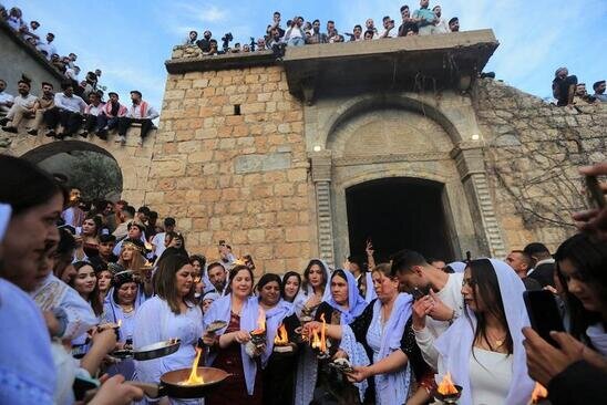 جشن سال نو ایزدی ها در معبد ایزدی ها در شهر دهوک عراق/ رویترز