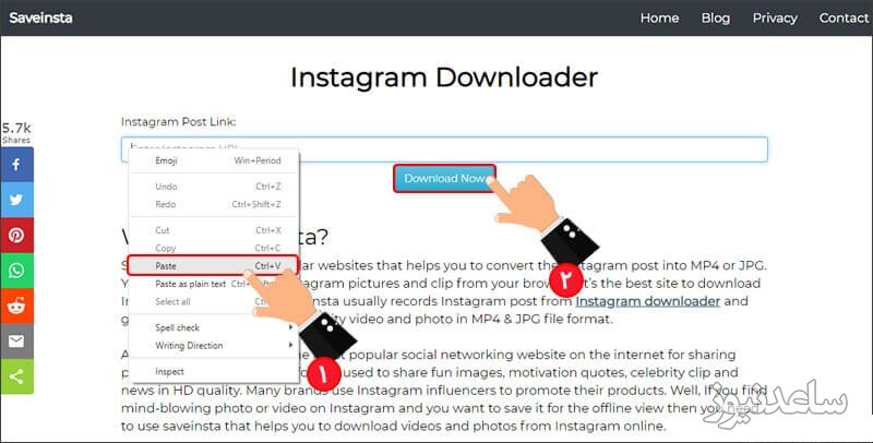 پوستر سایت دانلود از اینستاگرام Saveinsta 