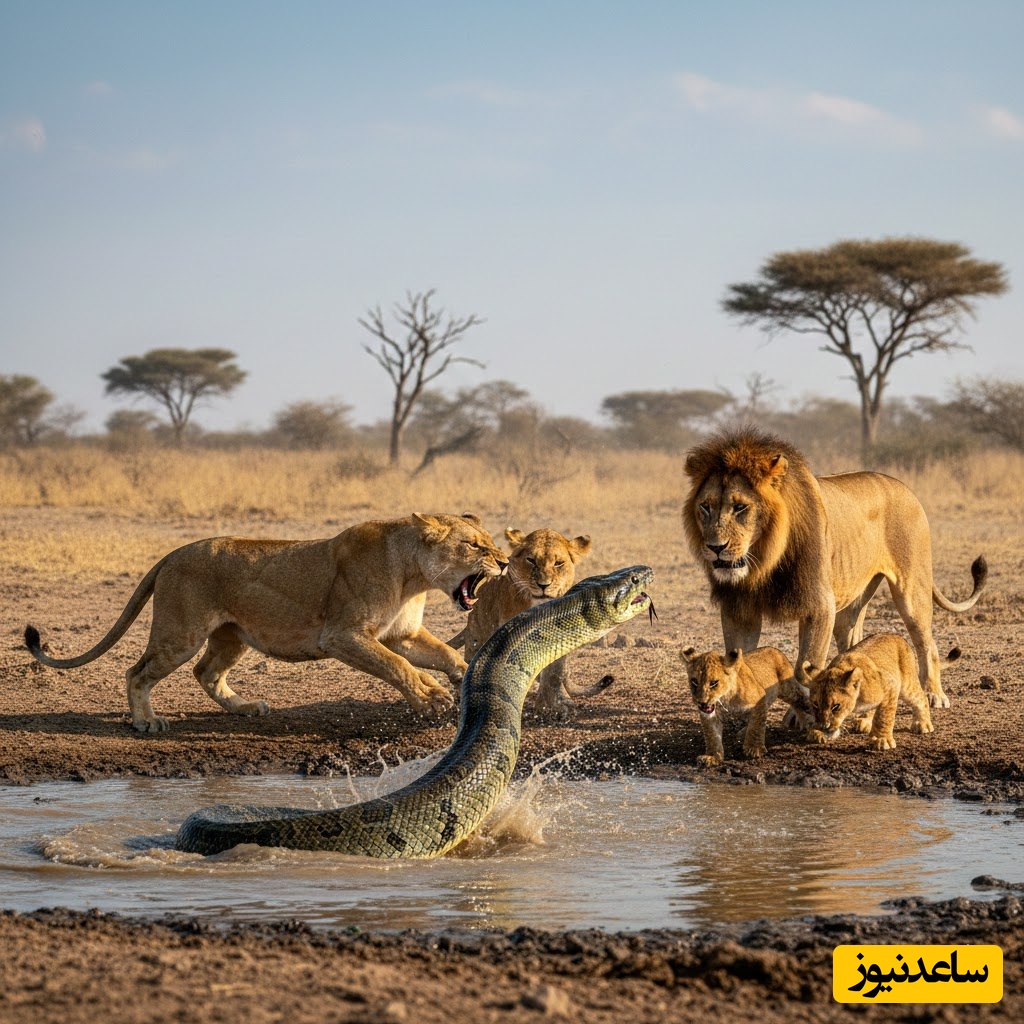 (ویدیو) حیات وحش؛ مبارزه مرگ و زندگی شیر با آناکوندای غول پیکر 😨