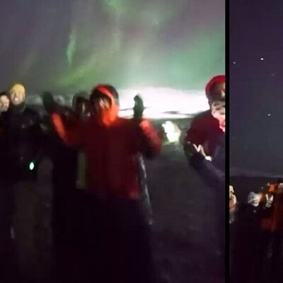 اجرای آهنگ صادق بوقی در قطب شمال حین دیدن شفق قطبی +فیلم