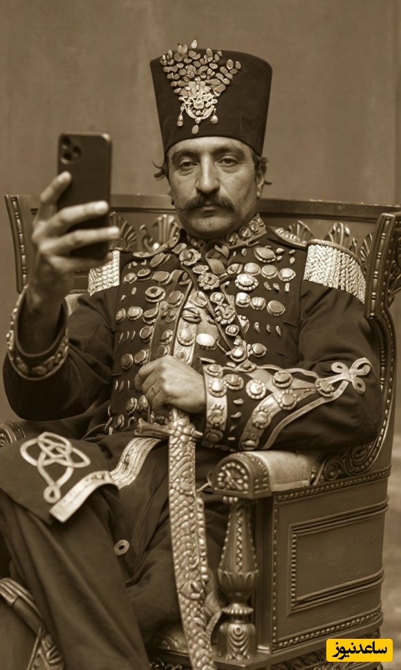 رونمایی از اولین عکس سلفی تاریخ ایران (بلکه جهان) که از آلبوم ناصرالدین شاه قاجاری لو رفته است؛ مود آقا یه چیز دیگه‌ست.