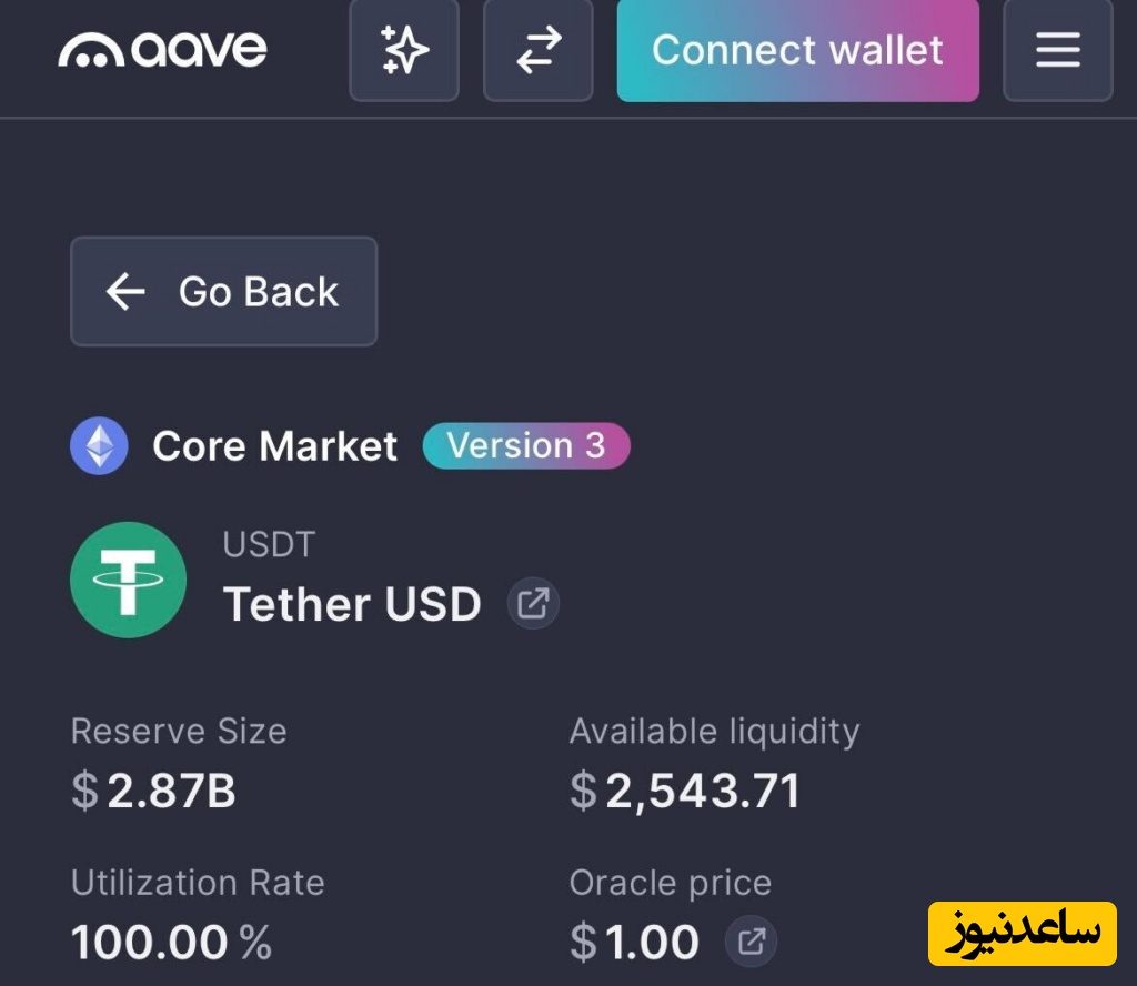 در زمان نگارش این مطلب، 2٬540 دلار از استخر 2.87 میلیارد دلاری USDT در نسخه سوم آوه قابل برداشت است.