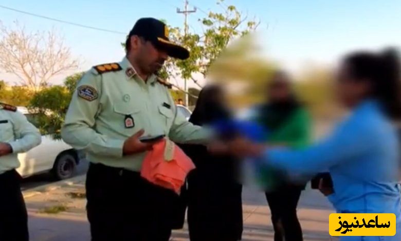خلاقیت دوست داشتنی پلیس بوشهر در اهدای روسری‌های رنگی و دخترانه به دختران بی‌حجاب +فیلم