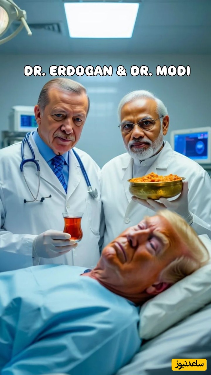 ترامپ روی تخت بیمارستان و تلاش پزشکان برای نجات او، در نهایت معجزه چای نبات او را سرپا کرد 🤣+ ویدئو