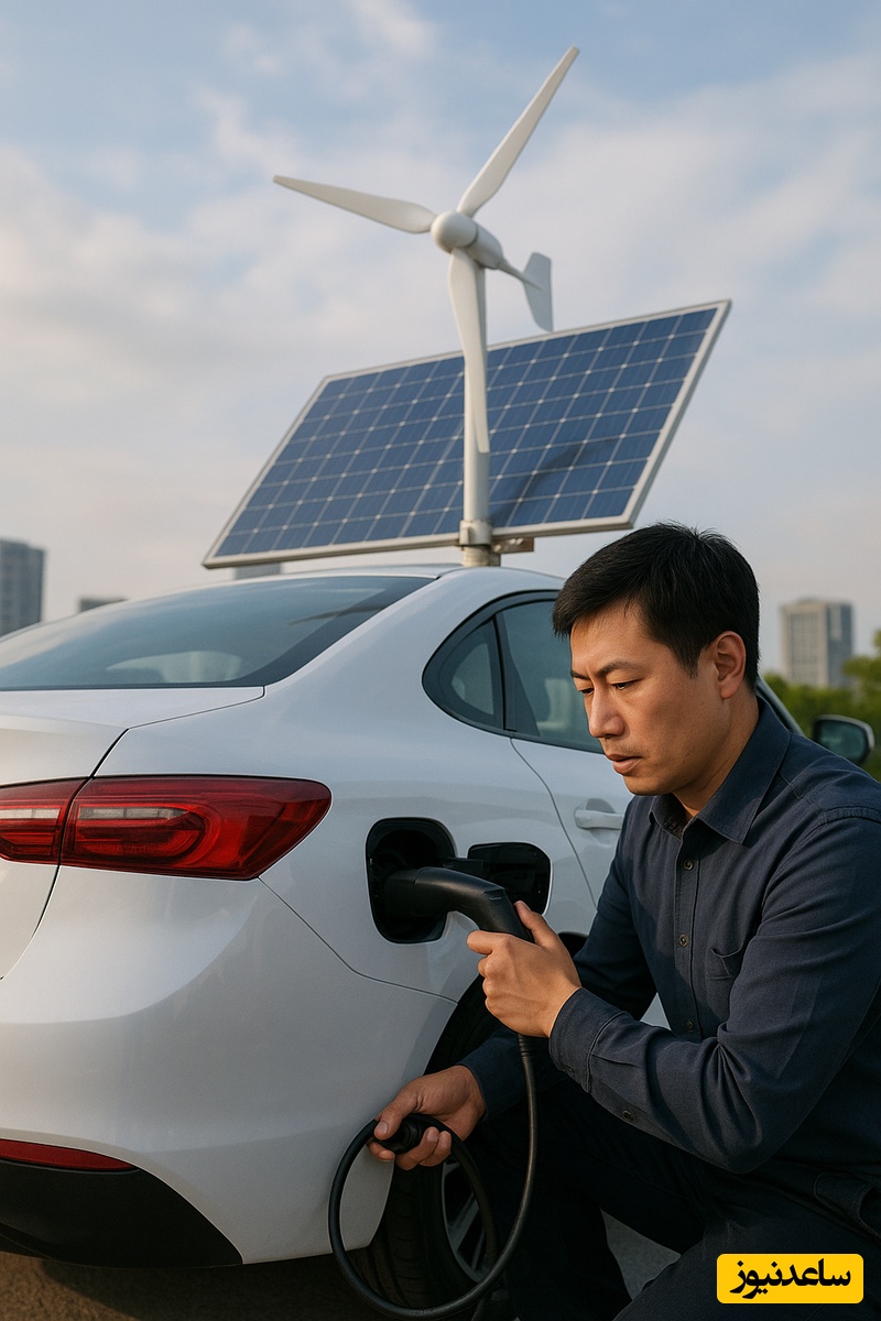 خلاقیت هوش‌پران راننده چینی برای تأمین انرژی و شارژ تموم نشدنی خودروی برقی / ایلان ماسک باید مقابل تو درس پس بده😂
