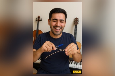 خلاقیت تحسین برانگیز و خنده‌دار " جوان ایرانی" در ساخت آهنگ با کمترین امکانات، خودکار بیک و کِش شاهکاریه برای خوش/ عاشق اون ریتم شادش شدم/ موتسارت کی بودی تو