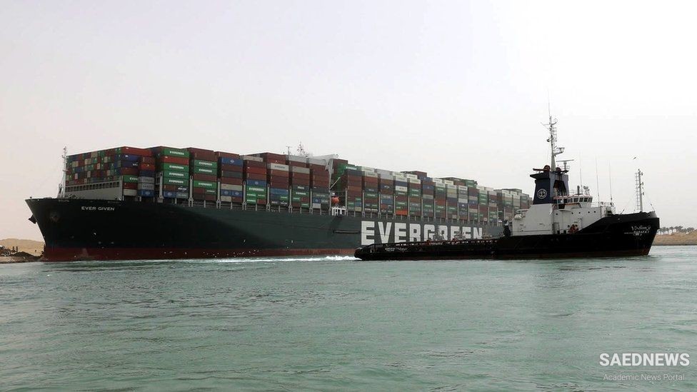 The Ever Given Container Ship Still Swamped at Suez Canal