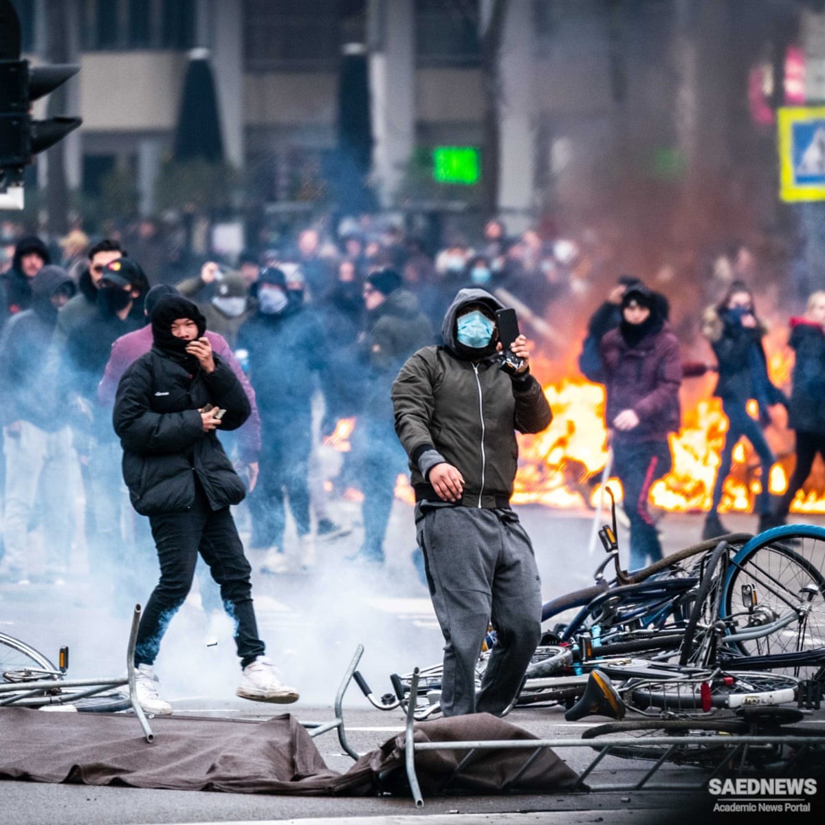 Dutch Rioters Continue Their Protest against Government Curfew Restrictions for Third Night