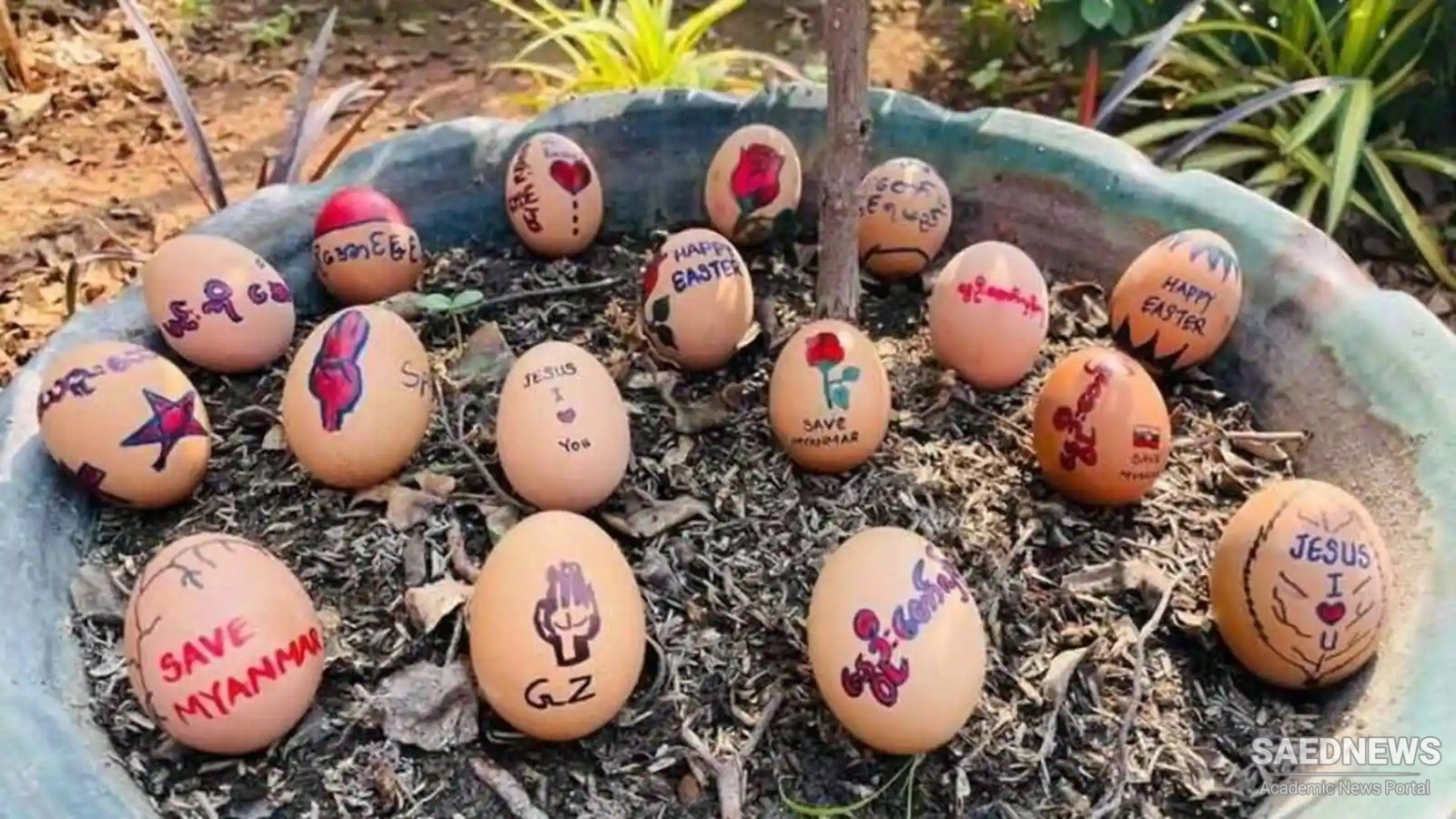 ईस्टर अंडे म्यांमार प्रदर्शनकारियों के लिए अवज्ञा का प्रतीक