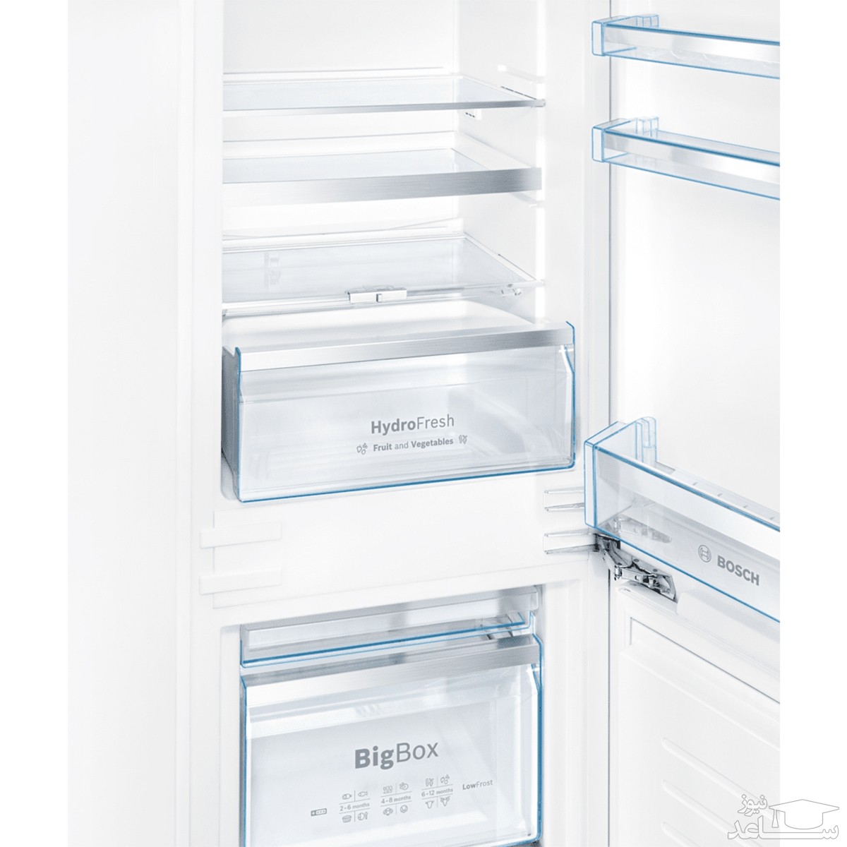 فضای داخلی یخچال فریزر بوش مدل KIS87AF30N