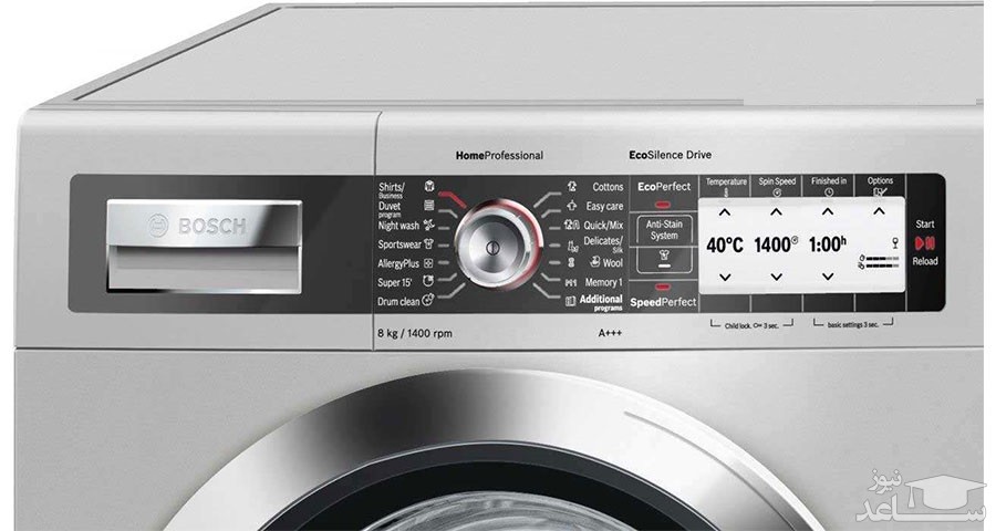 پنل و برنامه های شستشو ماشین لباسشویی بوش مدل WAY28791IR