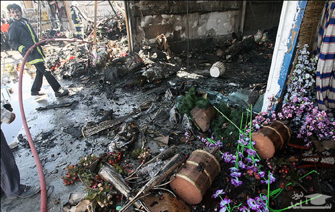 آتش‌سوزی در فضای پشت بازار گل تهران