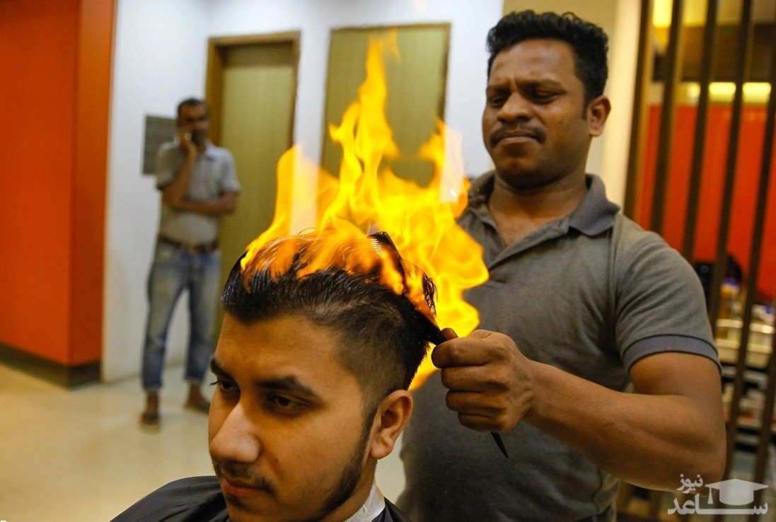 (فیلم) آرایشگر و مشتری در آتش سشوار سوختند!