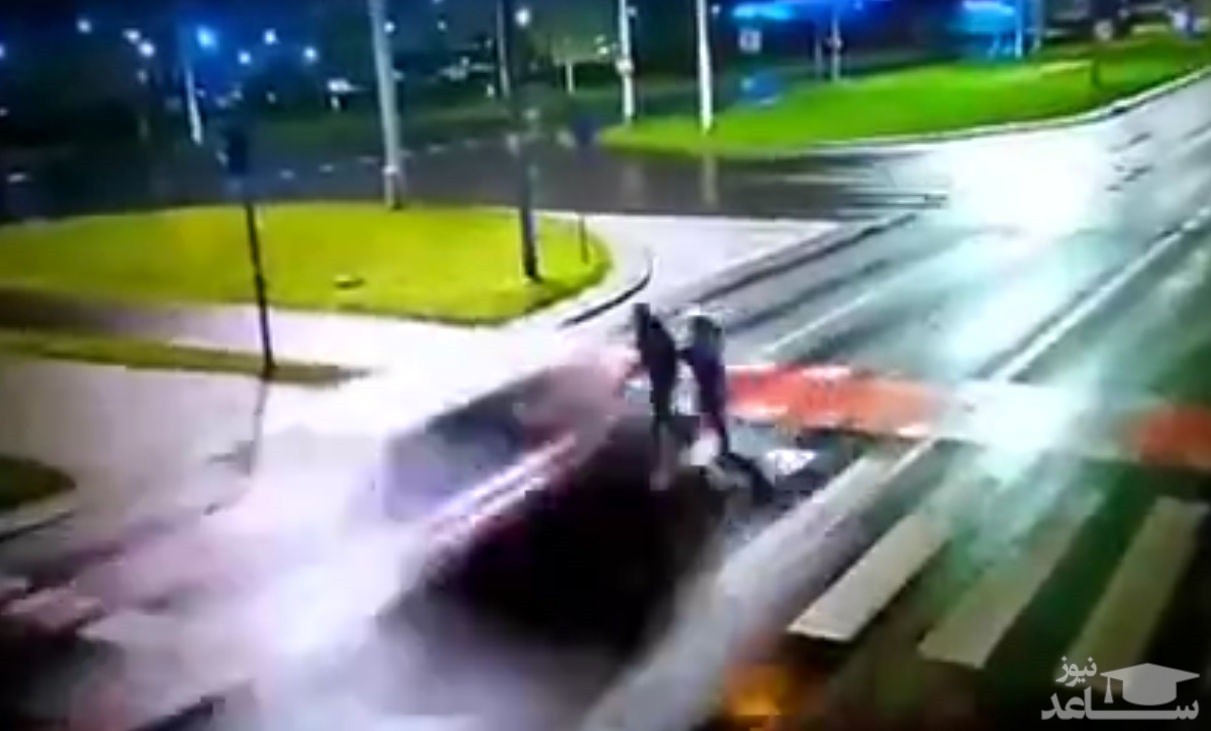 (فیلم) تصادف مرگبار یک خودروی سواری و عابر پیاده