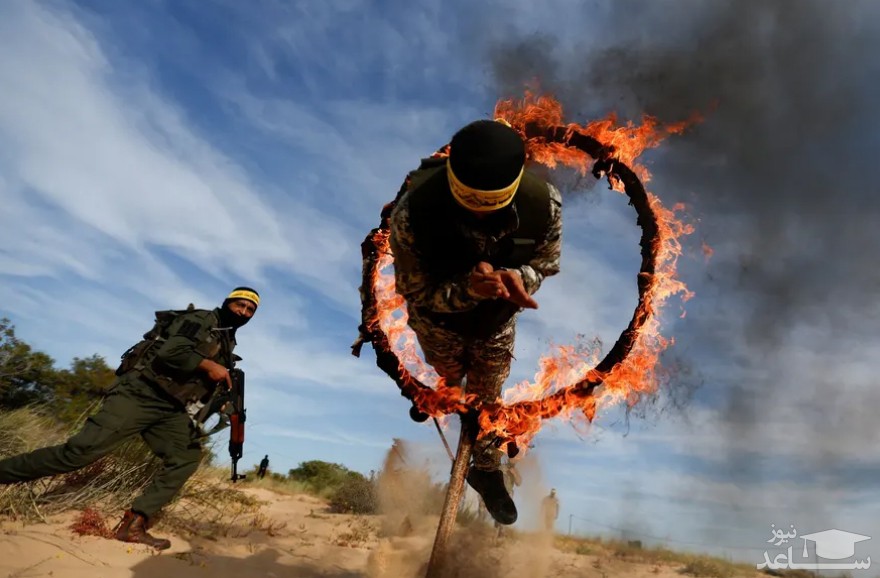 تمرینات نظامی رزمندگان حماس در جنوب غزه/ رویترز