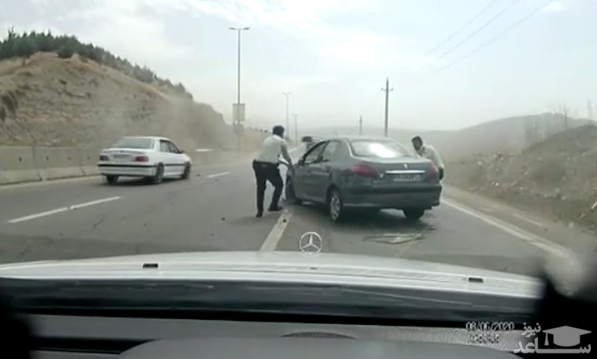 فیلم هیجان انگیز از تعقیب و گریز پلیس و دزد جسور در جاده جاجرود 