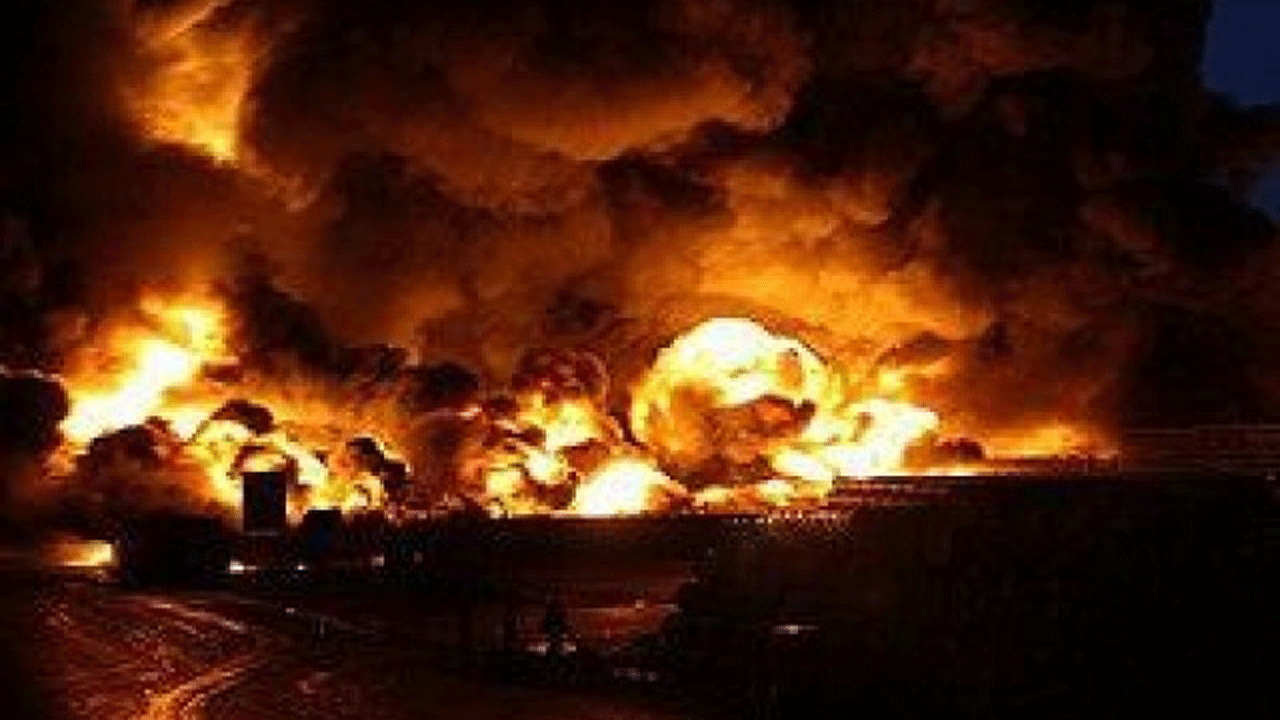 (فیلم) لحظه انفجار مهیب تانکر حامل ميعانات گازی در اليگودرز