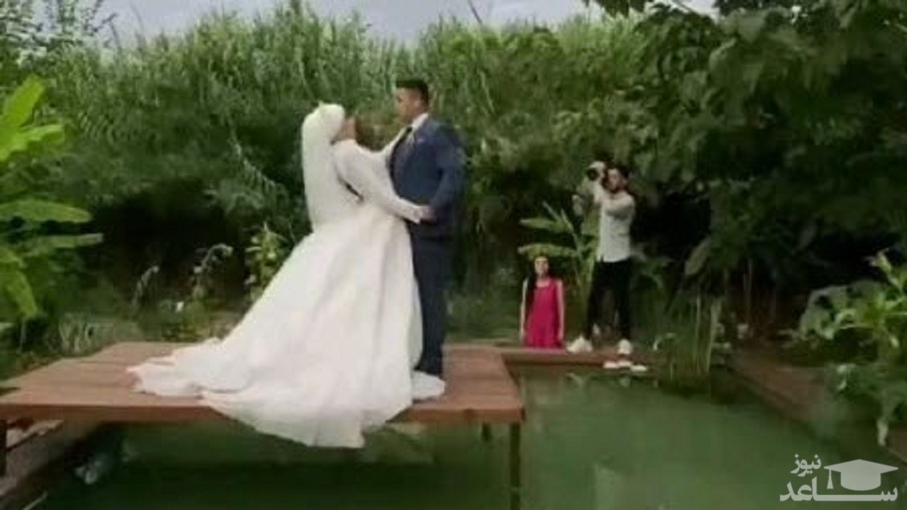 شوخی عجیب عروس هنگام تهیه عکس عروسی!
