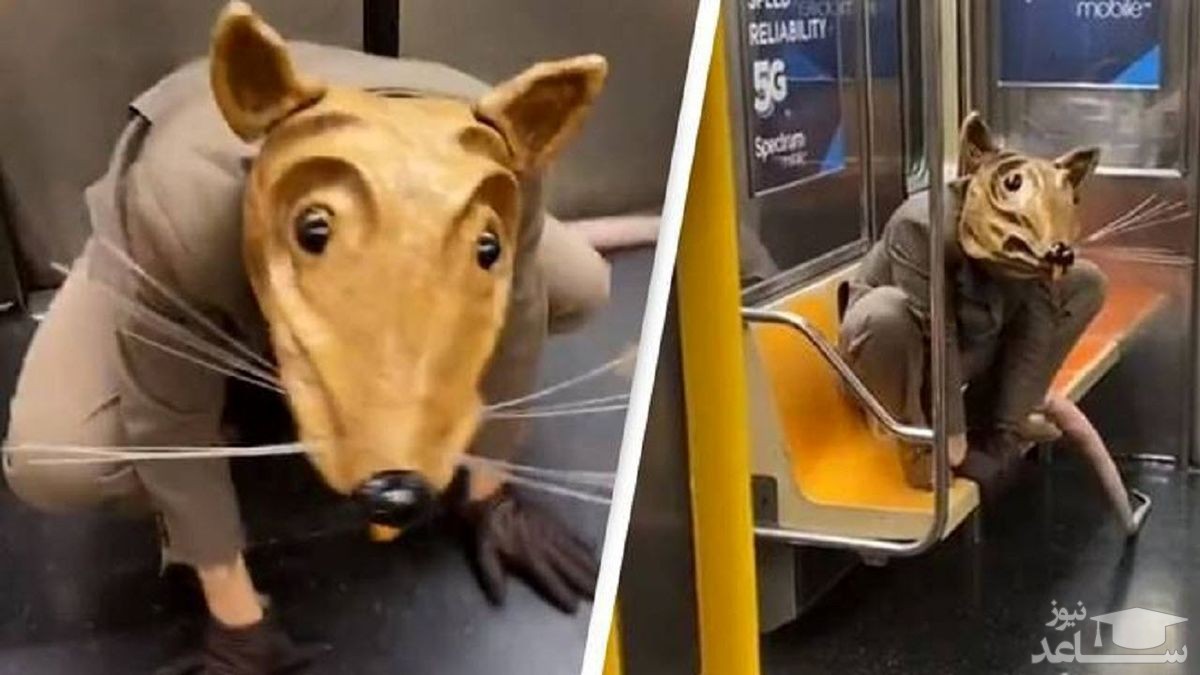(فیلم) ماسک عجیب یک مسافر در مترو!