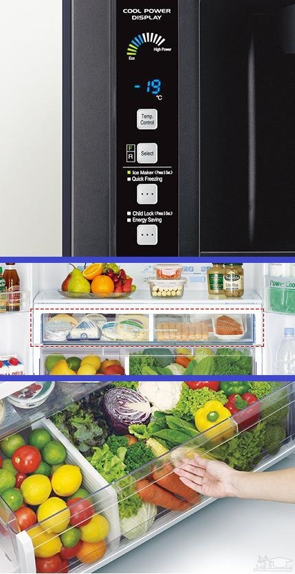 کشووصفحه نمایش درجه یخچال فریزر چهار درب هیتاچی RW-660