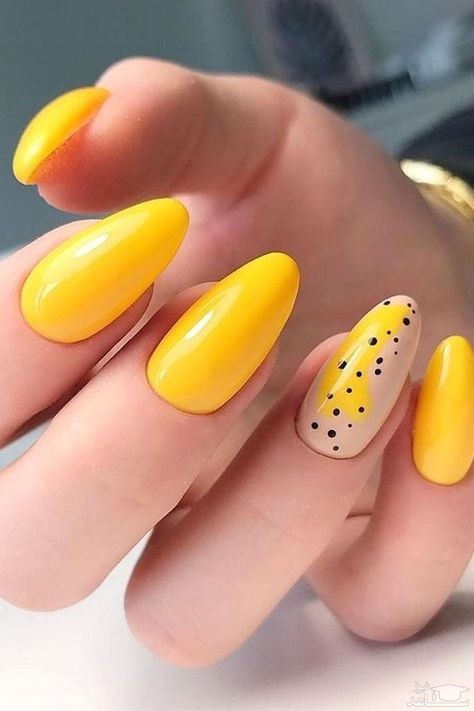 طراحی ناخن با لاک زرد