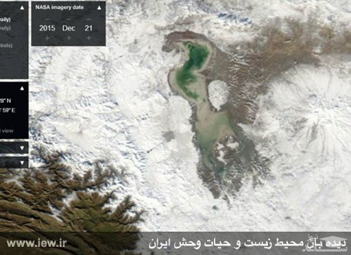 تصویر ماهواره‌ای از بارش برف در دریاچه ارومیه