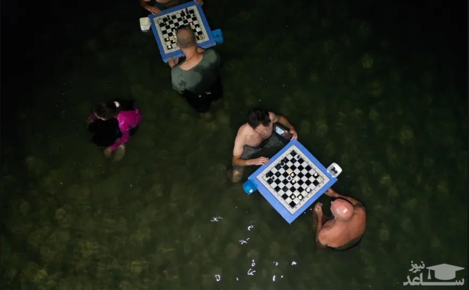 تورنمنت شطرنج روی آب در کرانه بحر میت/ شینهوا