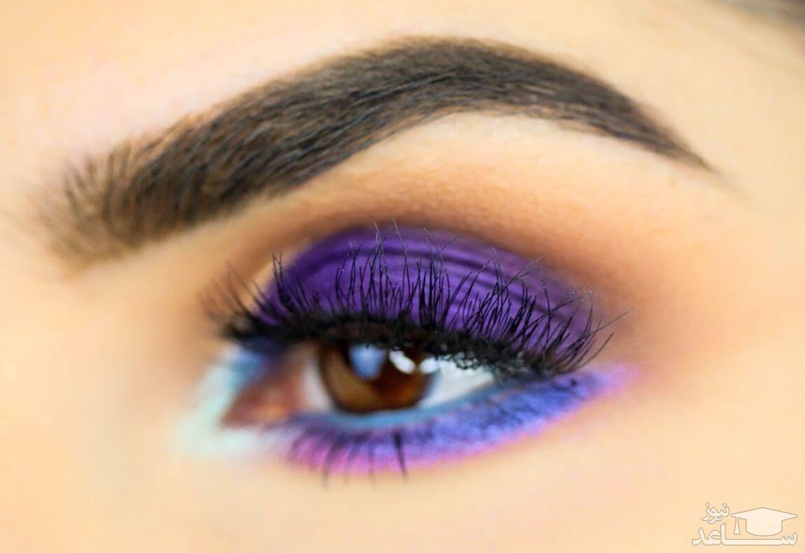 کلیپ آموزش آرایش چشم فشن آبی و بنفش