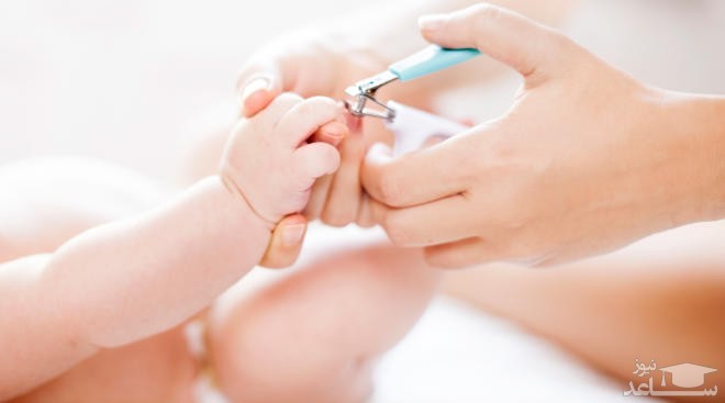 کوتاه کردن ناخن نوزاد با ناخن گیر