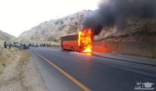 اتوبوس دانشجویان دختر در تفت آتش گرفت