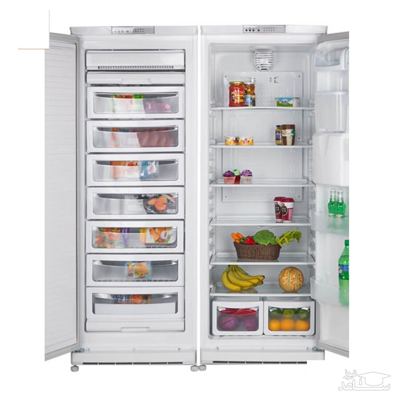 فضای داخلی یخچال فریزر دوقلو یخساران مدل D8001/D8005