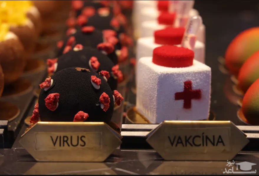شیرینی های " ویروس" و " واکسن" در ویترین یک شیرینی فروشی در شهر "پراگ" جمهوری چک/ گتی ایمجز
