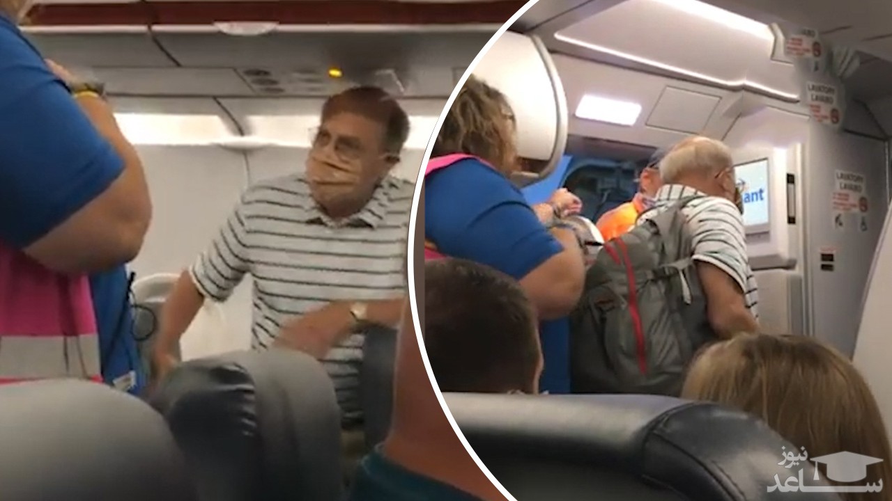 (فیلم) بیرون کردن مسافر از هواپیما تنها به خاطر یک تذکر