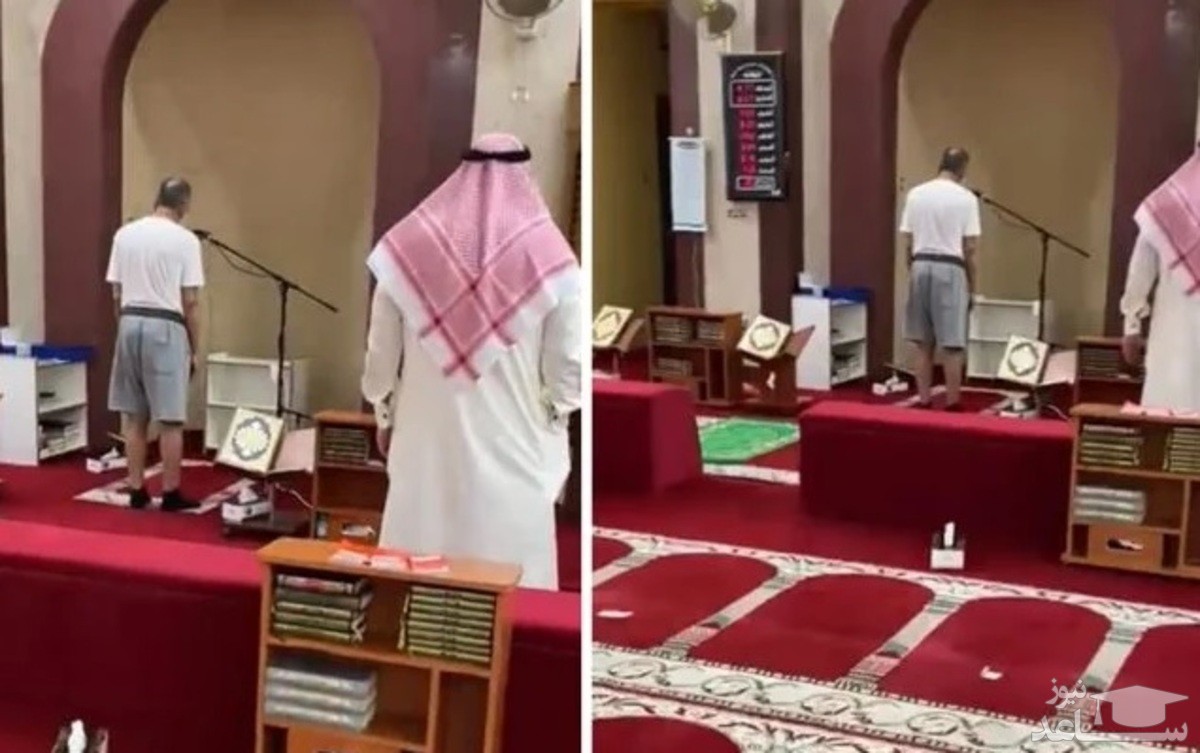 (فیلم) اذان گفتن با شلوارک و زیرپوش در کویت جنجالی شد!