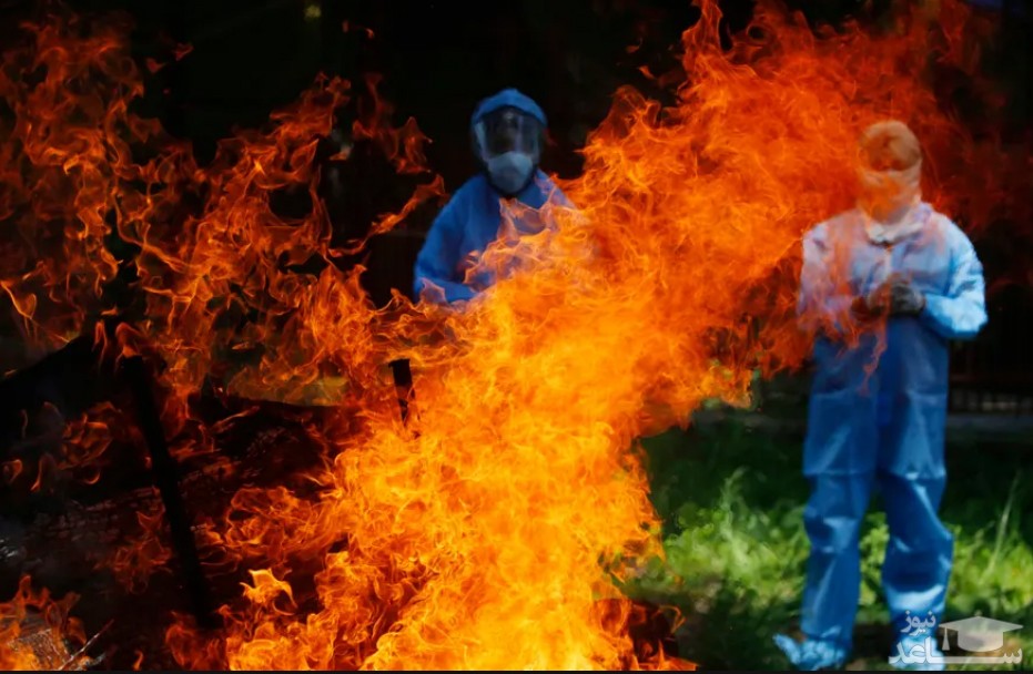 سوزاندن اجساد فوتی های کرونا در سرینگر هند
